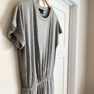 Banana Republic Cinched Waist Cuffed Short Sleeve Midi Shirt Dress Med Gray NWT